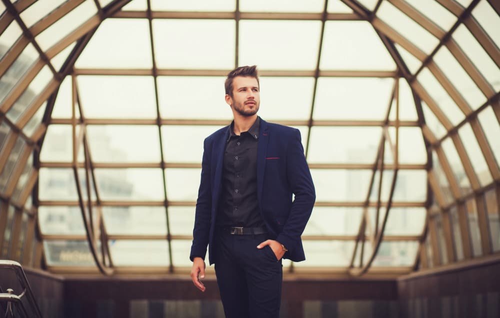Global business professional in modern tailored menswear