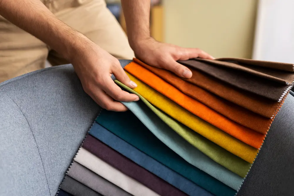 Bespoke suit fabric selection during tailoring consultation