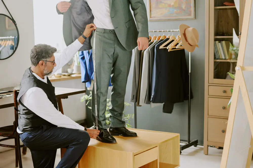 Client attending a bespoke tailoring consultation at House of Tailors Dubai
